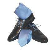 Combipakket stropdas/veters/pochet lichtblauw