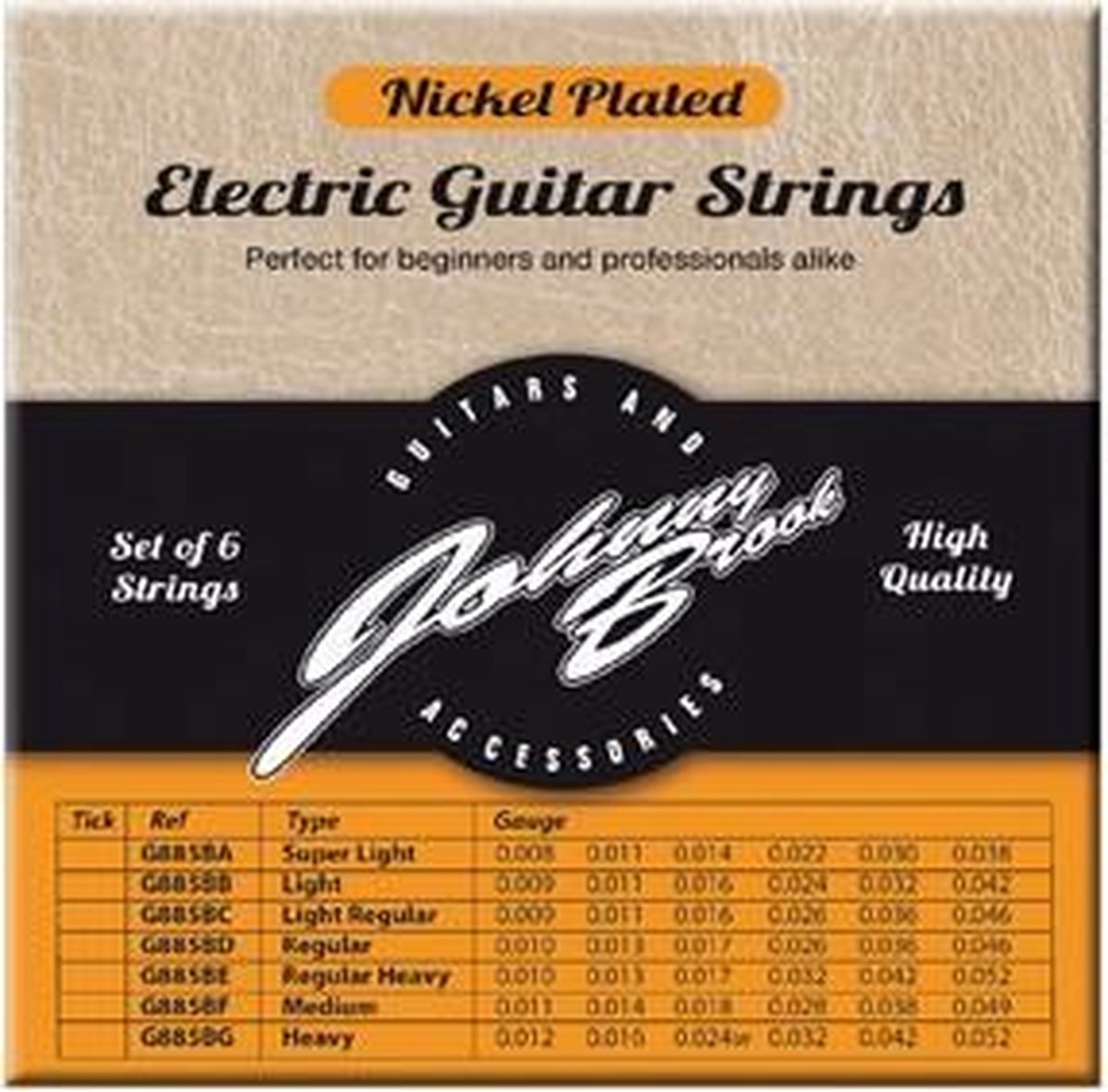 Set van 6 Nickel Plated Stalen Elektrische Gitaar Snaren - Gauge Medium