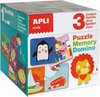 Afbeelding van het spelletje ApliKids puzzel, memory & domino, doos met 3 stuks