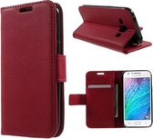 Litchi wallet hoesje Samsung Galaxy J1 2015 rood