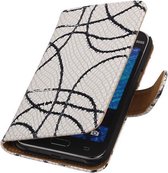 Wit Basketbal Hoesje Samsung Galaxy J1 2015 Booktype Wallet Cover