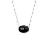 The Jewelry Collection Ketting Onyx 1,5 mm 42 + 3 cm - Zilver