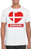 Denemarken hart vlag t-shirt wit heren XXL