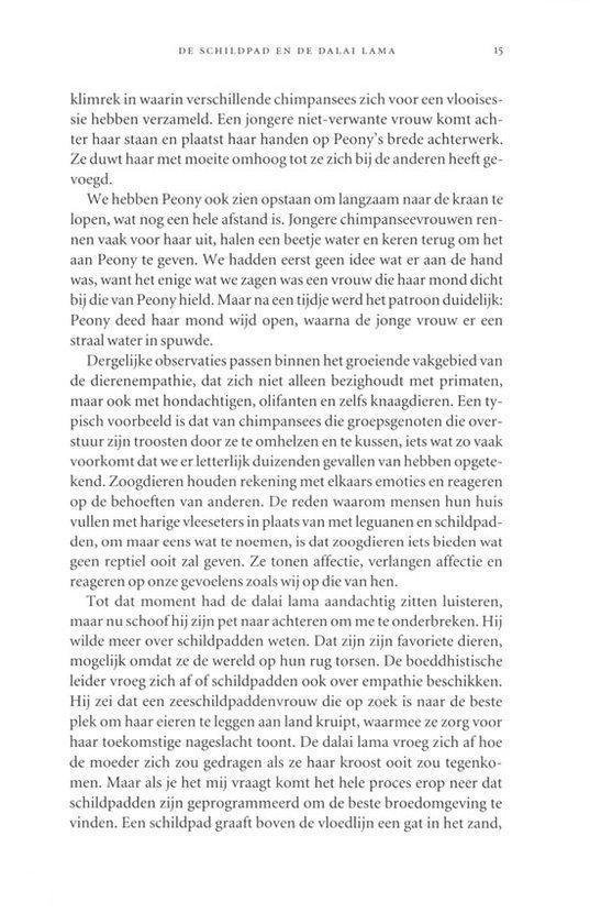 Tekstpagina met tekst over chimpansees en de Dalai Lama.