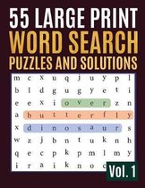 55 Large Print Word Search Puzzles and Solutions
