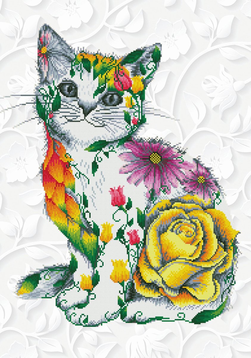 Afbeelding van product DIAMOND DOTZ®  Dimaond Dotz® Flower Puss - Diamond Painting (63x86 cm)