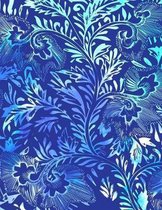 Watercolor Blue Flower Leaves Notebook College Ruled