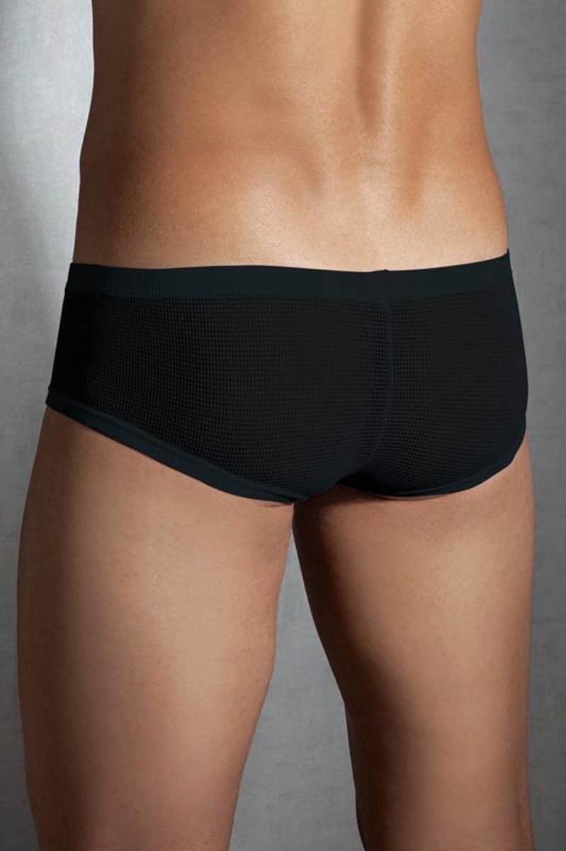 Zwarte halfdoorschijnende herenshorts