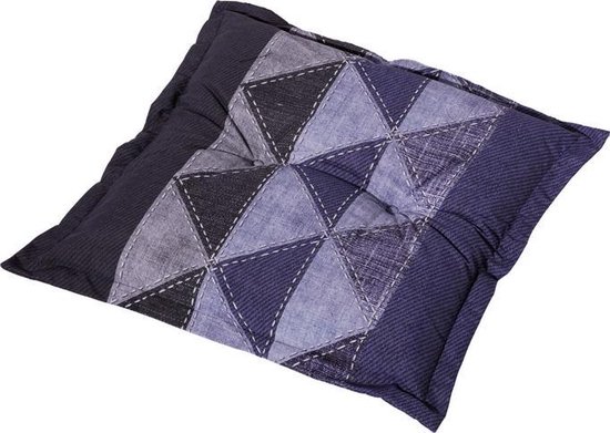 Madison hocker tuinkussen Triangle 50x50 cm blauw