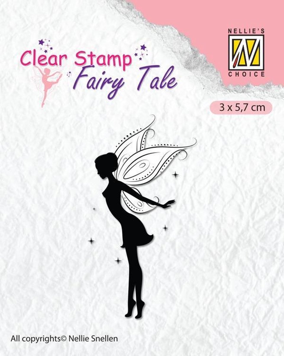 FTCS016 Clearstamp Nellie Snellen - Fairy tale fee silhouet stempel - 1stuks 3 x 5,7 cm