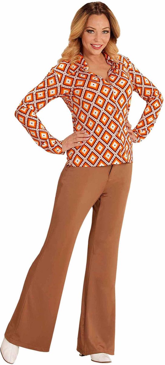 Jaren 70 discoshirt Groovy ruitjes