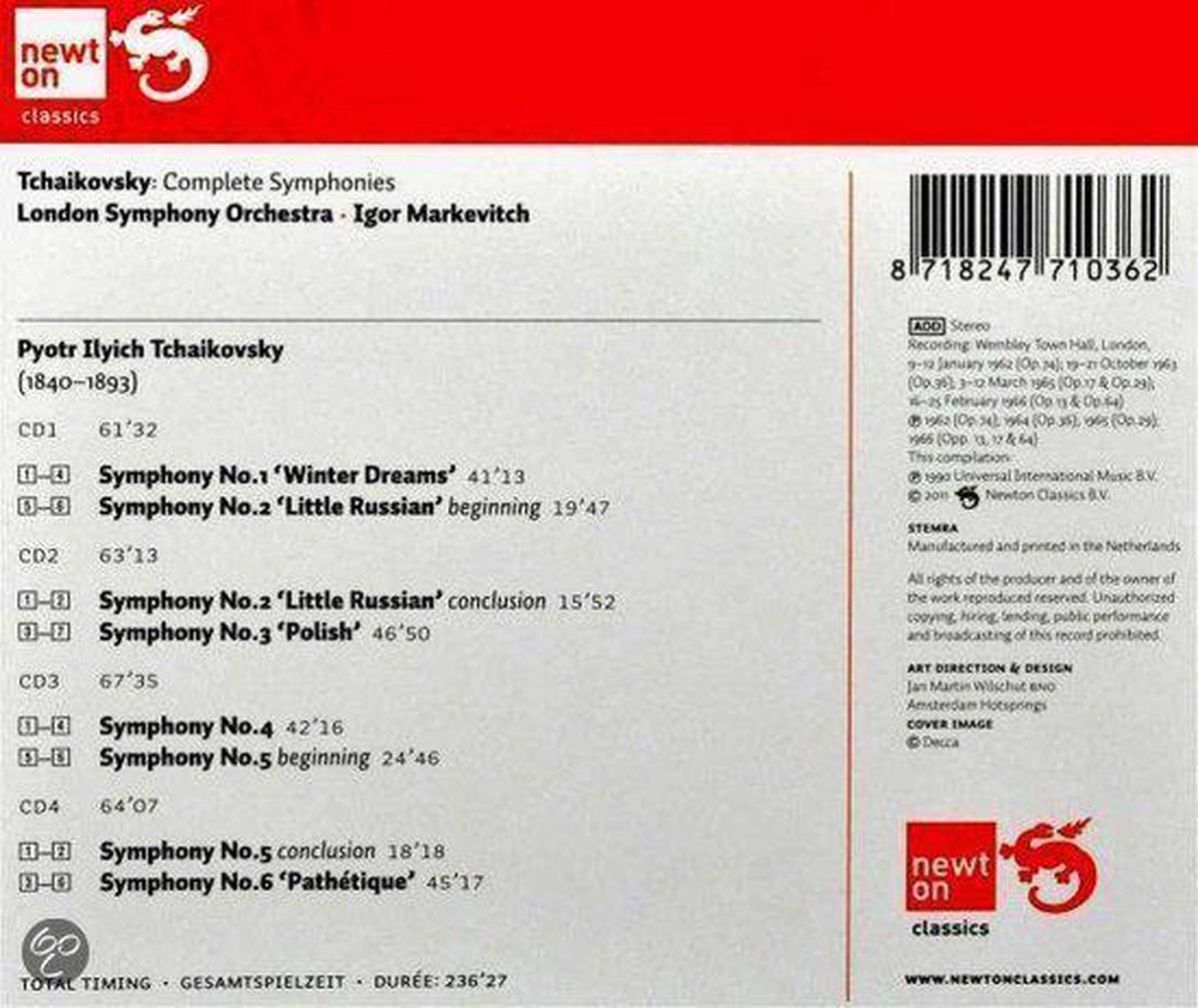 Tchaikovsky Complete Symphonies 4-Cd, Igor Markevitch | CD (album ...