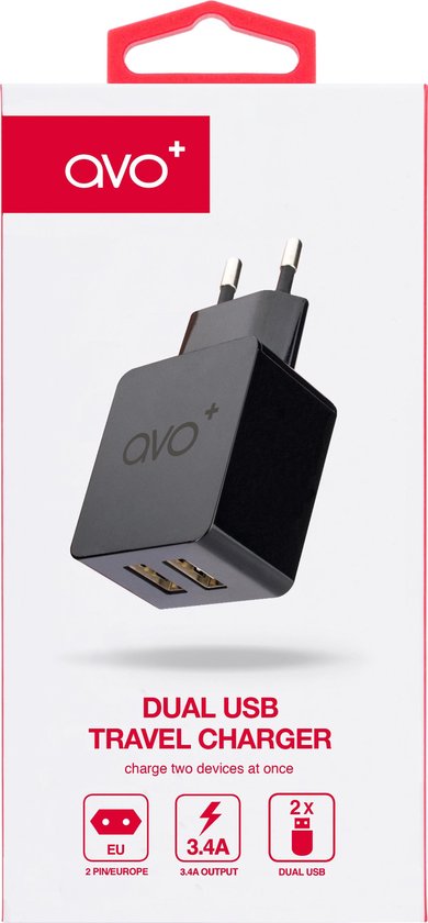 Geleidbaarheid Speel eenzaam AVO+ oplaadblok 3.4A Dual USB - Zwart | bol.com