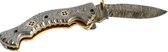 kerstcadeau, damascus zakmes - damascus mes - messing handvat Messen - met lederen schede 19.0 cm - damascusstaal