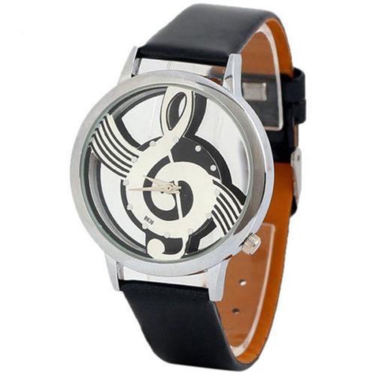 Hidzo Horloge Geneve Ø 37 mm - Zwart-Zwart - Inclusief horlogedoosje