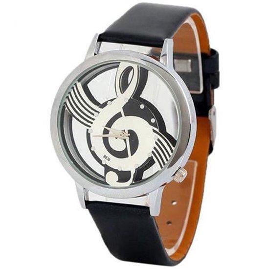 Hidzo Horloge Geneve Ø 37 mm - Zwart/Zwart - Inclusief horlogedoosje