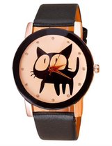 Hidzo Horloge Kat Ø 37 mm - Zwart - Kunstleer