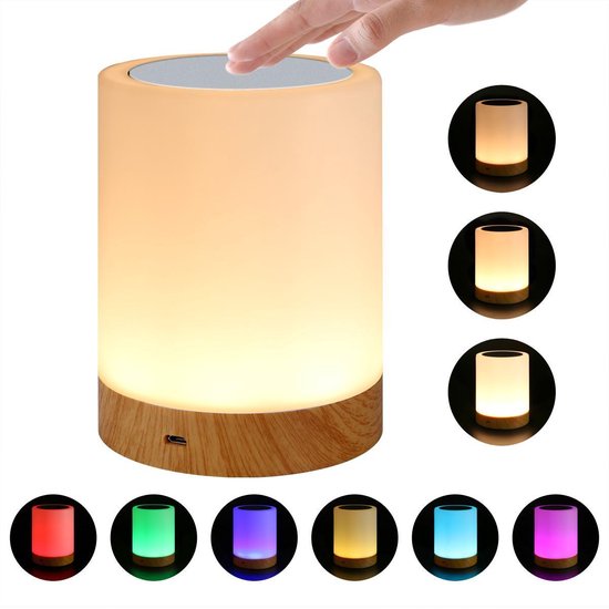 7 kleuren draagbare ledlamp- touch bediening - usb oplaadbaar-  sfeerverlichting-... | bol.com