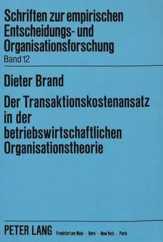 Der Transaktionskostenansatz in der betriebswirtschaftlichen ... - cover