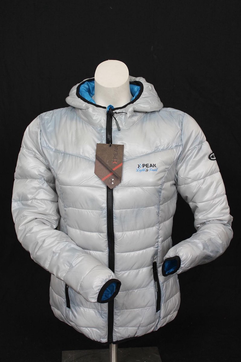 Gewatteerde XPeak dames jas, maat L, zilver