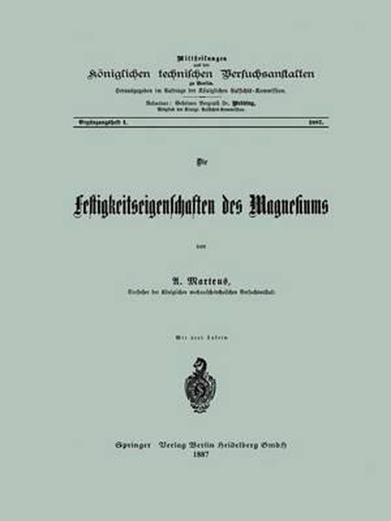 Mittheilungen aus den Königlichen technischen Versuchanstal ... - cover