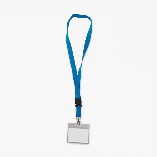 Blauw keycord met badge-/pashouder, per stuk