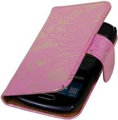 Mobieletelefoonhoesje.nl  - Samsung Galaxy S3 Hoesje Bloem Bookstyle Roze