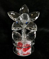 Krisrtal glas bloem  met verlichting en 4 stuks rozen 11x8.5x16.5cm.Perfect en exquise kristal glas (van top k9 kristal glas materiaal )ambachtelijk handgemaakt.