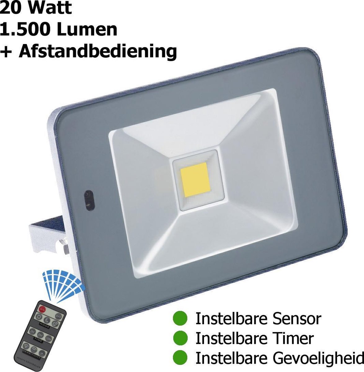 pot wassen Beginner LED Straler - Met bewegingssensor - Met afstandbediening - 20W - 1500 lumen  | bol.com