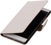 Wit Effen booktype wallet cover hoesje voor Huawei Mate 8