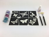 Glittertattoo set thema: Vlinders / Butterflies
