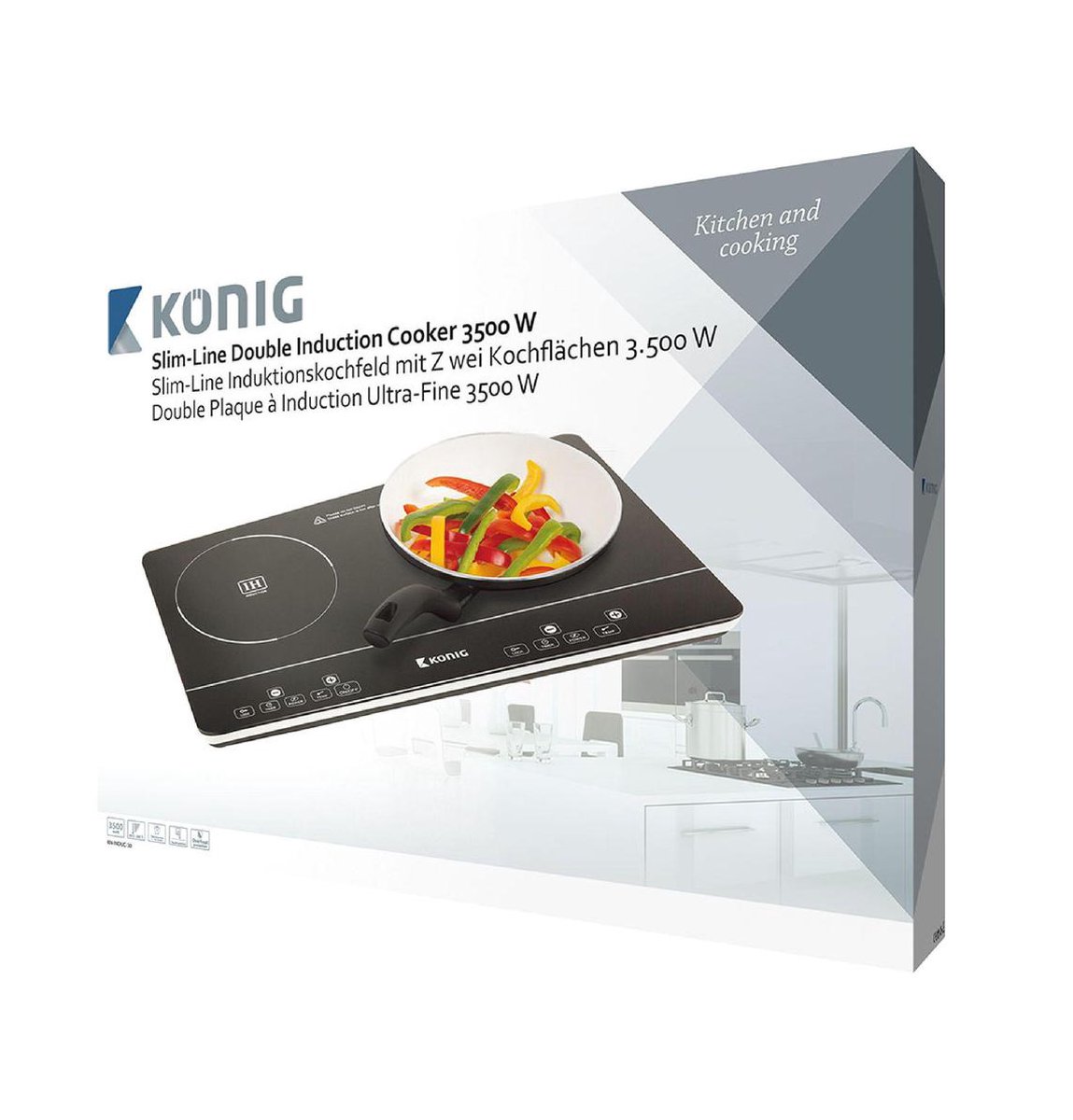 tectake Inductiekookplaat dubbel 3500 W - zwart - 403581