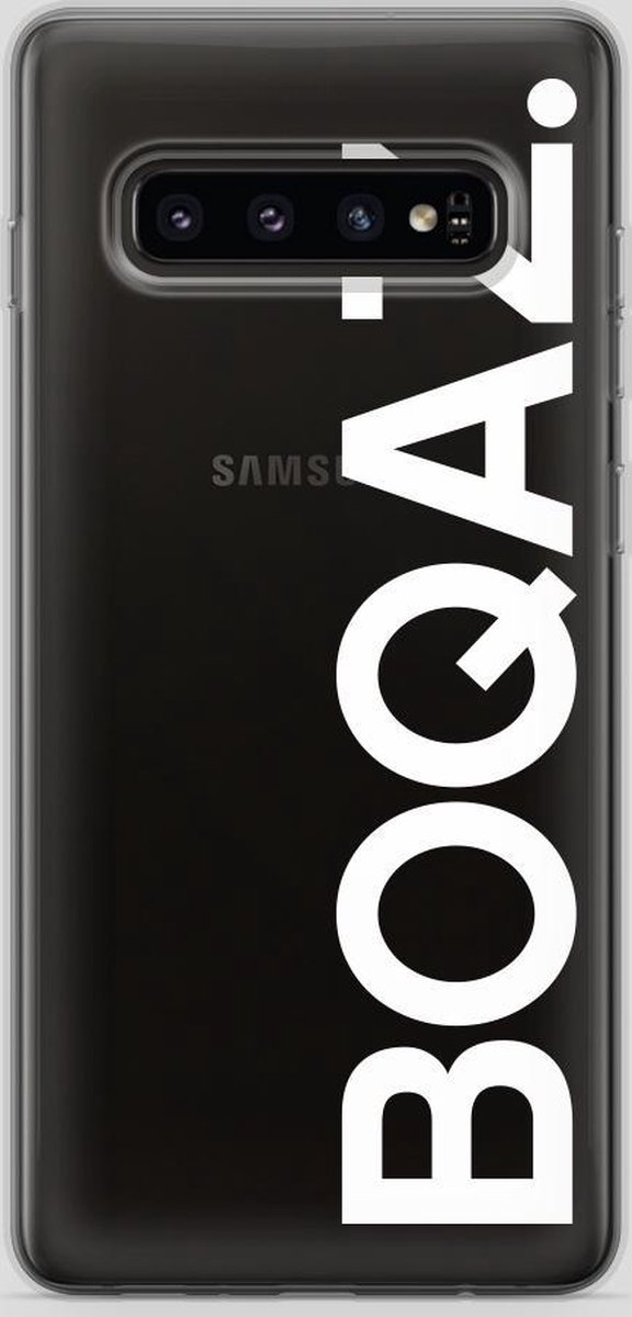 BOQAZ. Samsung Galaxy S10 hoesje - Plus hoesje - hoesje logo boqaz wit