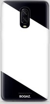 BOQAZ. OnePlus 6t hoesje - schuine streep wit