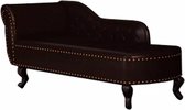 Chaise longue Chesterfield kunstleer donkerbruin