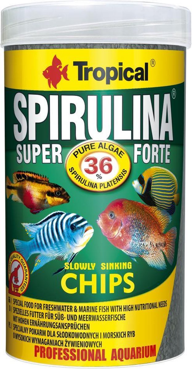 Tropical Super Spirulina Chips 36% - 1 Liter - Aquarium Visvoer
