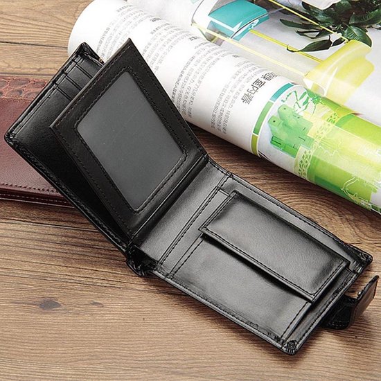 Portefeuille Homme Cuir Véritable Noir Souple - Modèle 64, Amovible, Neuf Avec étiquette