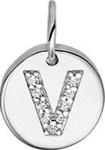 The Jewelry Collection Bedel Letter V Zirkonia - Zilver
