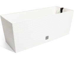Prosperplast Bloembak/plantenbak met water irrigatiesysteem - Rato - wit - 80 x 33 x 32 cm