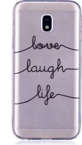 Shop4 - Samsung Galaxy J3 (2017) Hoesje - Zachte Back Case Love Laugh Life Transparant