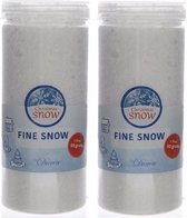 2x Fijne kunstsneeuw in pot 50 gram - Nep strooi sneeuw - Kerst sneeuwdecoratie 100 gram