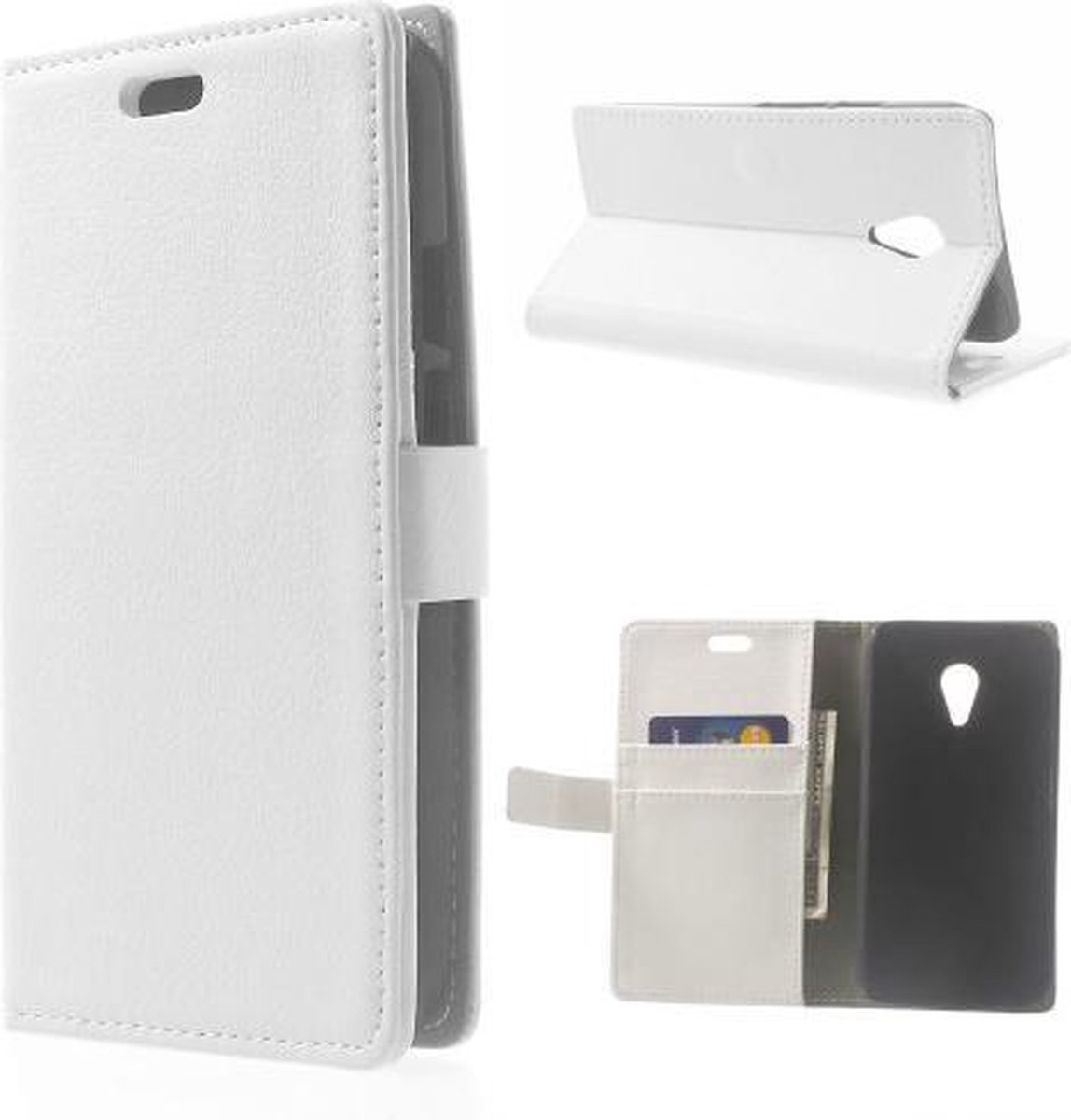 Litchi Wallet Hoesje Motorola Moto G2 wit
