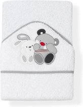 Interbaby Badcape Badcape Vriendjes Wit/Grijs