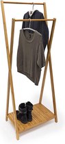 relaxdays Kledingrek bamboe hout - Houten kleding rek - Kledingstandaard - 156x56,5x40 cm.