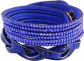 Fako Bijoux® - Wikkelarmband - Slangenprint - Blauw