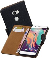 Croco Bookstyle Wallet Case Hoesjes voor HTC X10 Zwart