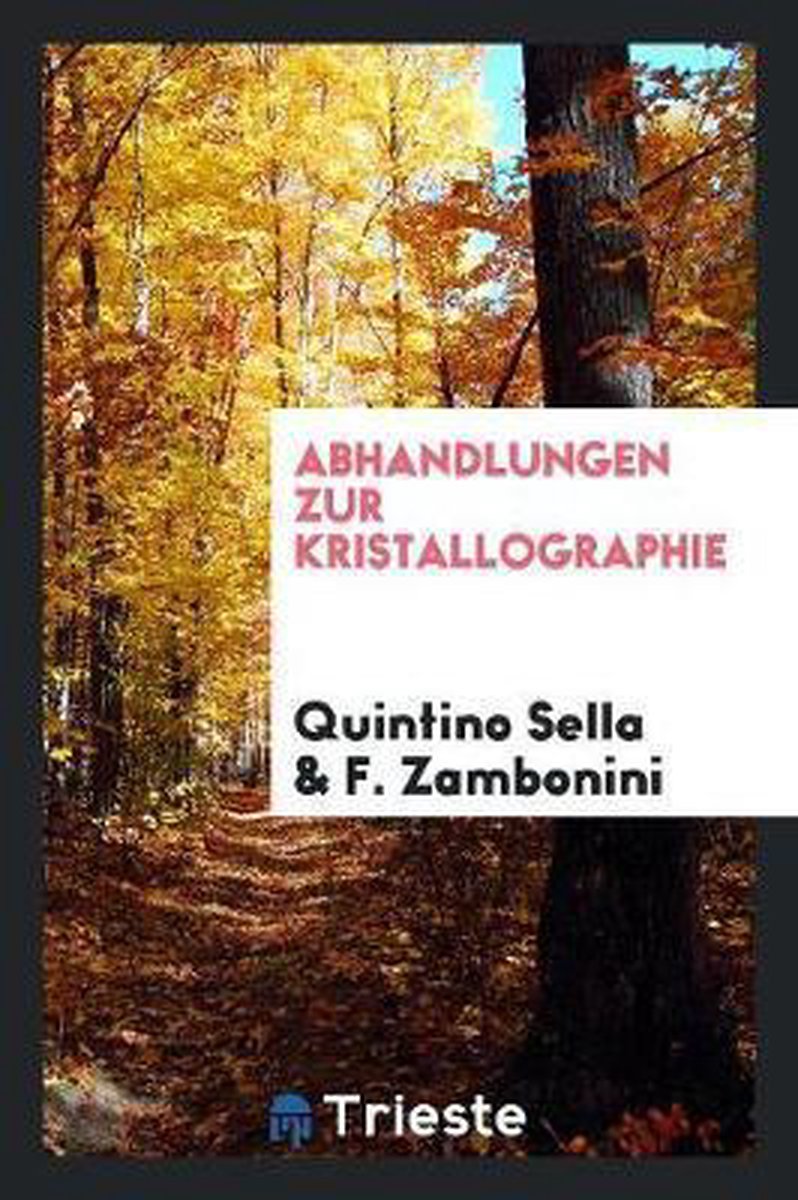 Abhandlungen Zur Kristallographie - Quintino Sella