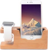 Bamboo Docking Station Charger 2in1 – Houder en Stand voor Apple Watch en iPhone - Hout