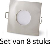 LED badkamer inbouwspot | Extra warm wit | Zilver vierkant | Set van 8 stuks Met Philips LED lamp