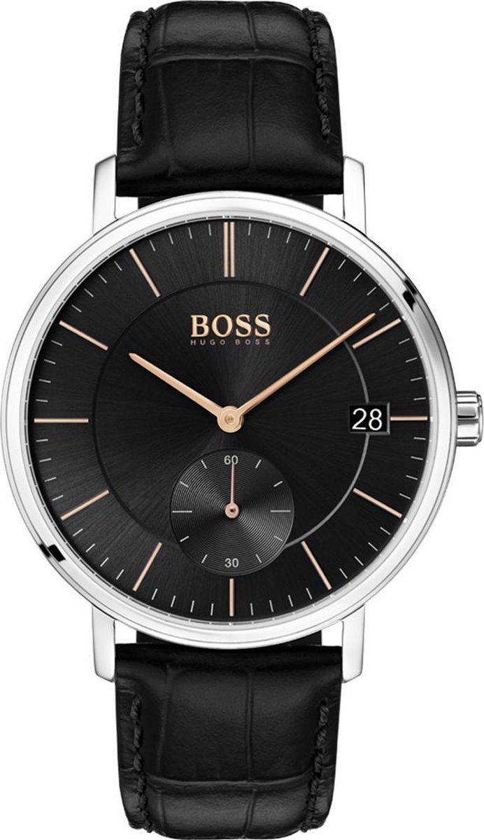 Hugo Boss HB1513638 horloge Corporal leer zwart